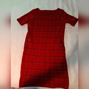 J. JILL XS Red Windowpane Plaid Dress